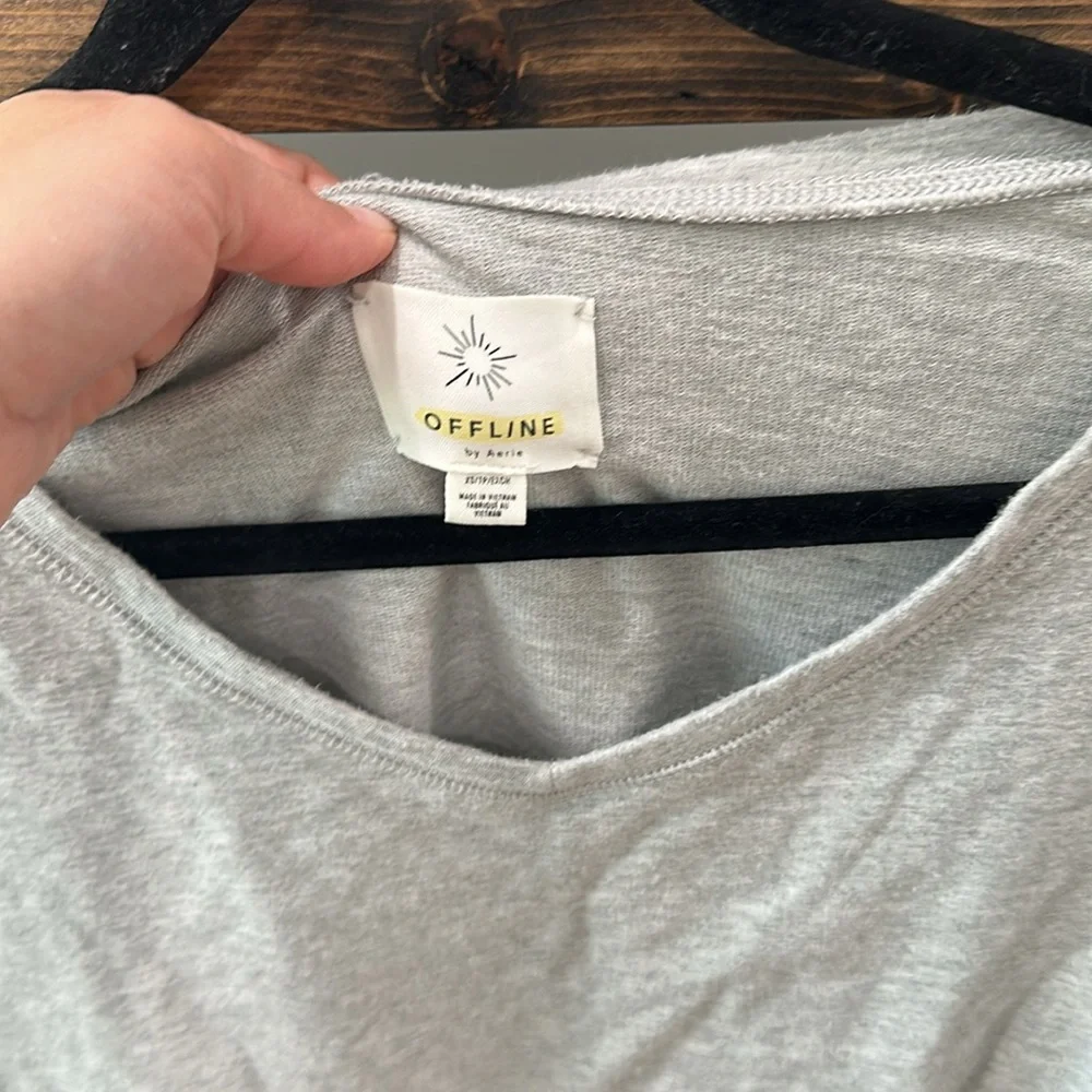 aerie Light Gray Cropped Sweatshirt